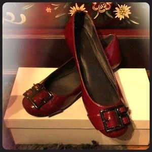 Dark Red Patent Leather Ballet Flat.